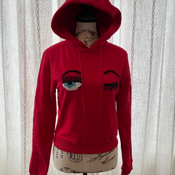 Chiara Ferragni women’s red beaded hoodie - Picture 1 of 7